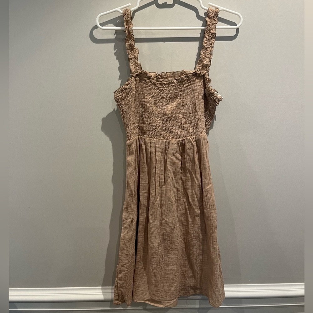 Lush tan smocked dress